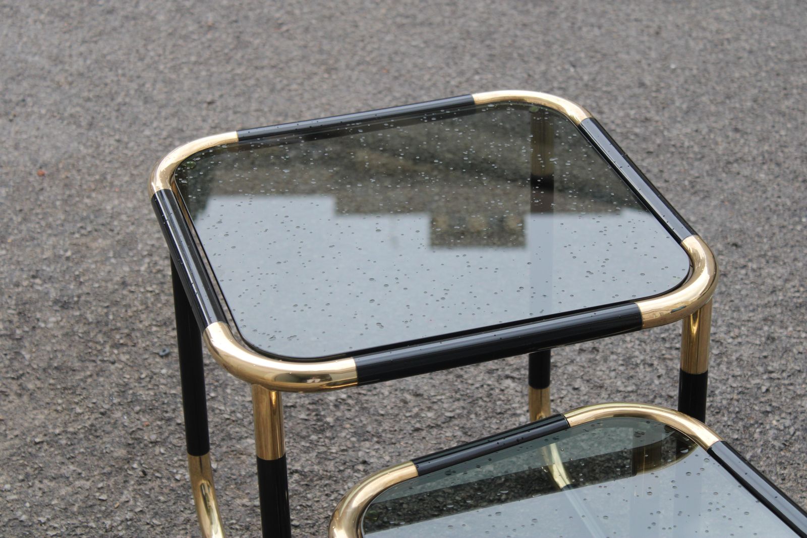 Interlocking Coffee Tables In Enamelled Tubular And Brass Italia 1960 photo Furniture