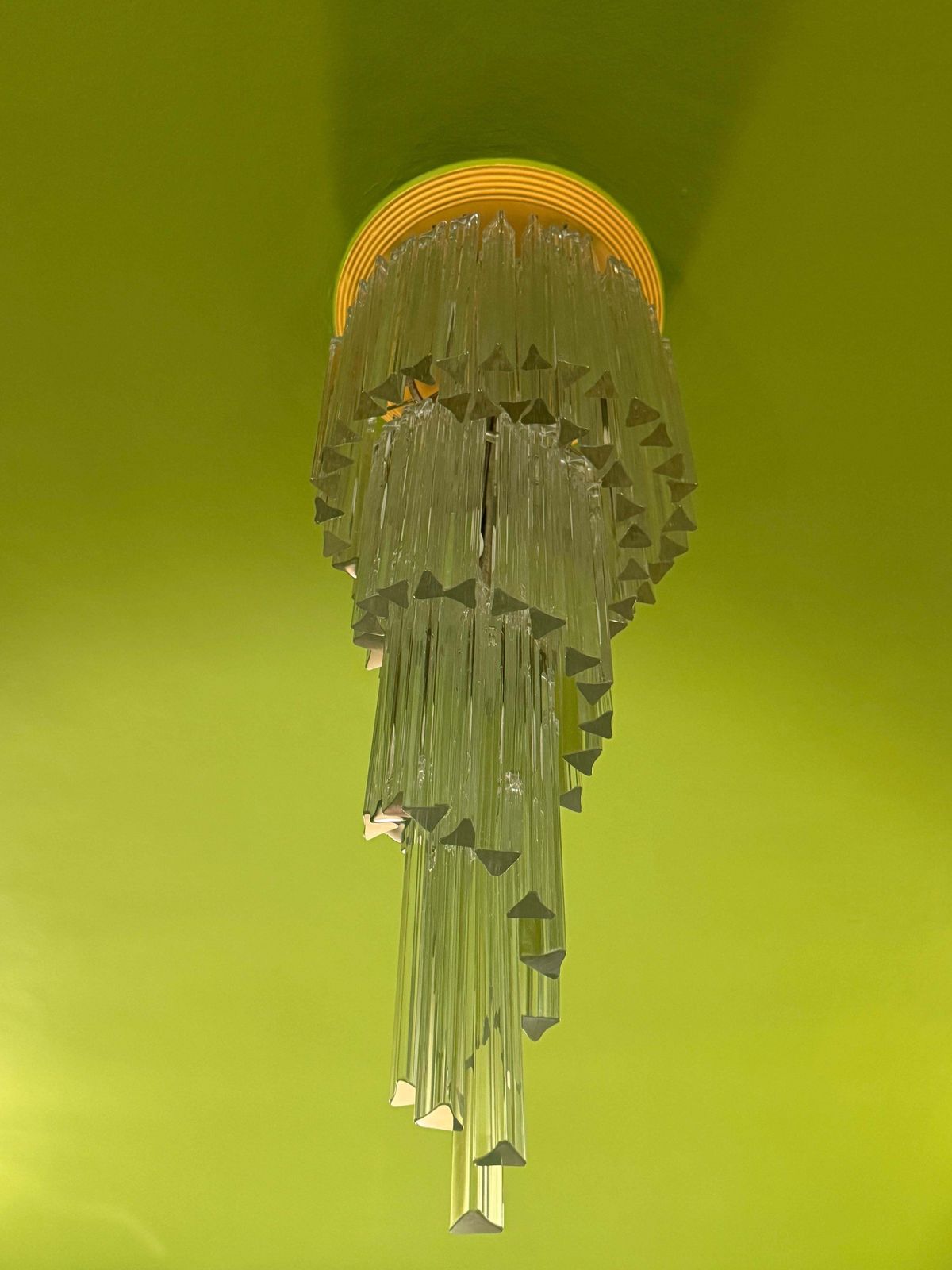 Venini Triedri Italia 1970 Murano Art Glass Waterfall Chandelier photo furniture