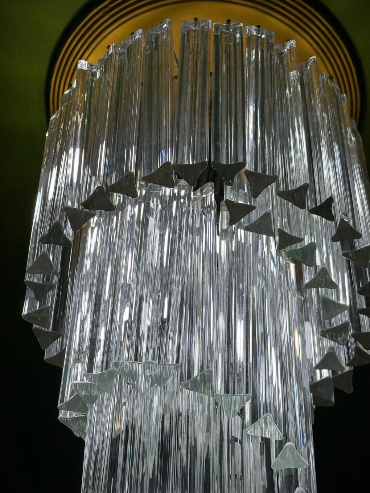 Venini Triedri Italia 1970 Murano Art Glass Waterfall Chandelier photo Lighting