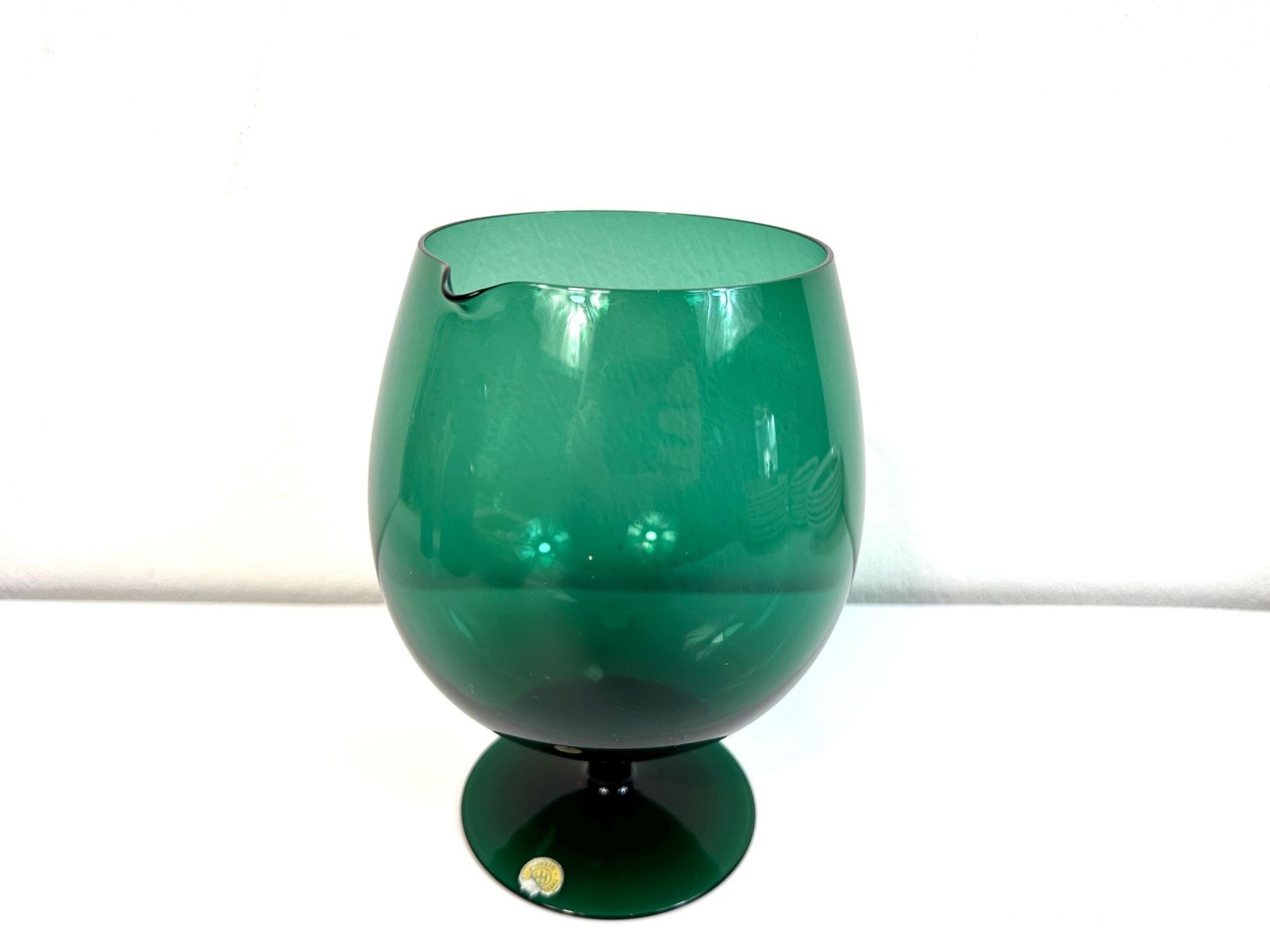 Large Green Balloon Brandy Glass Vase – 1960s/70s photo for sale