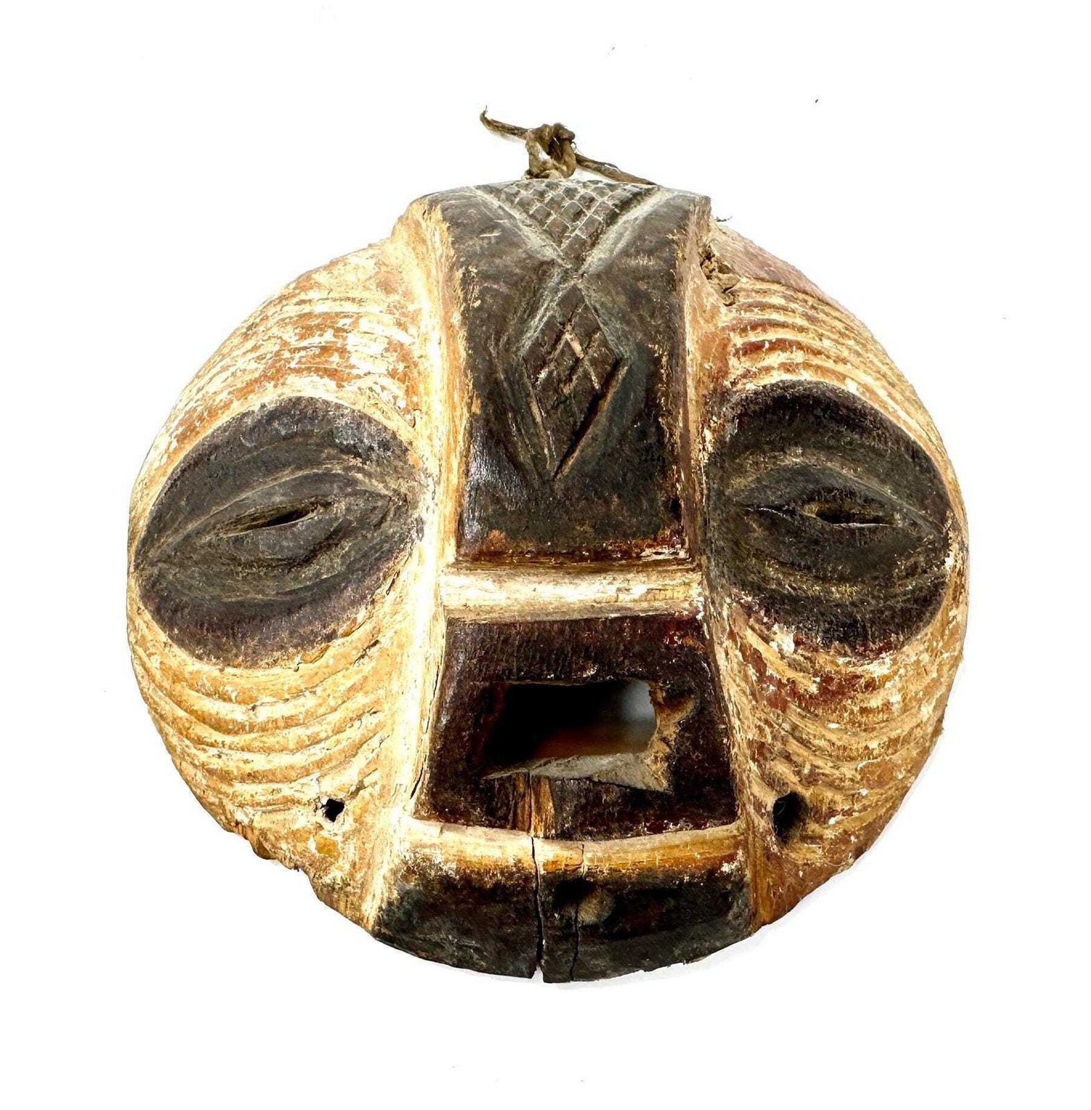 Vintage African Wood Tribal Mask Luba Death Mask – Small , Hand Carved Wall Art photo 156.0