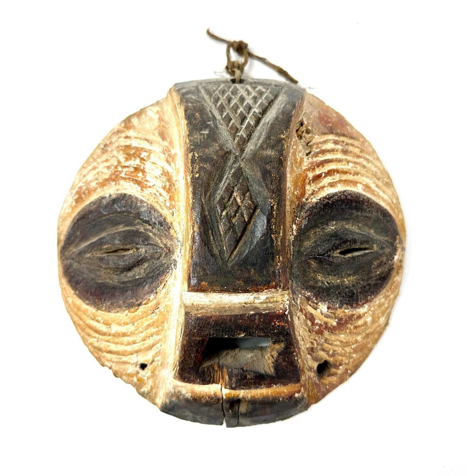 Vintage African Wood Tribal Mask Luba Death Mask – Small , Hand Carved Wall Art photo vintage