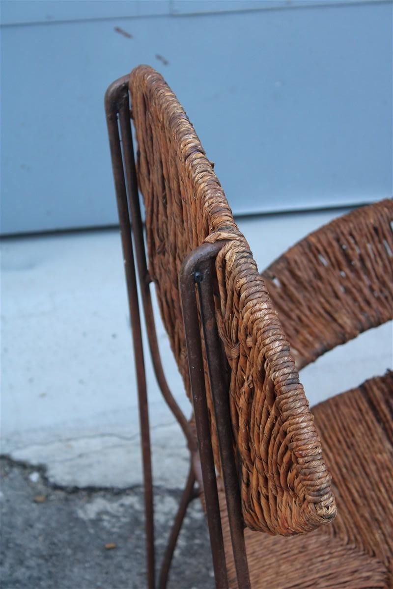 photo vinterior Pair Of Tom Dixon Banana Metal And Straw Cap Armchairs Italy 1980