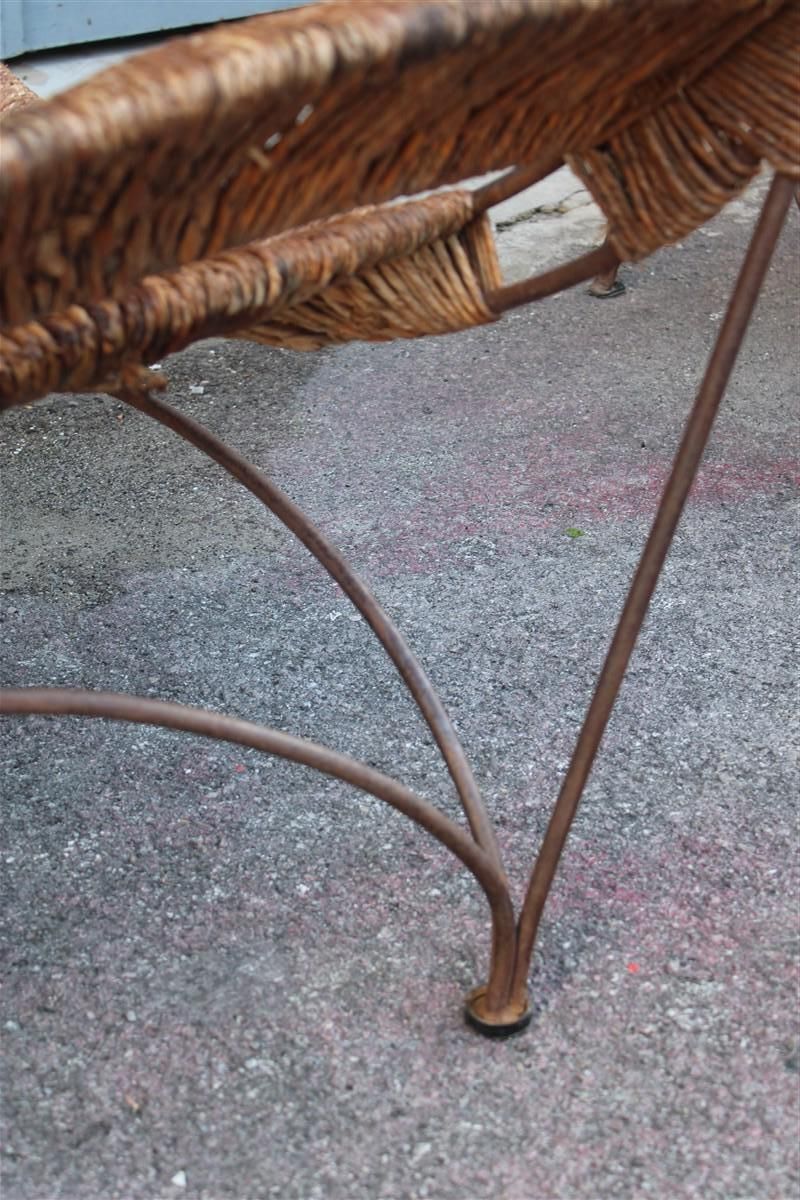 photo vintage Pair Of Tom Dixon Banana Metal And Straw Cap Armchairs Italy 1980