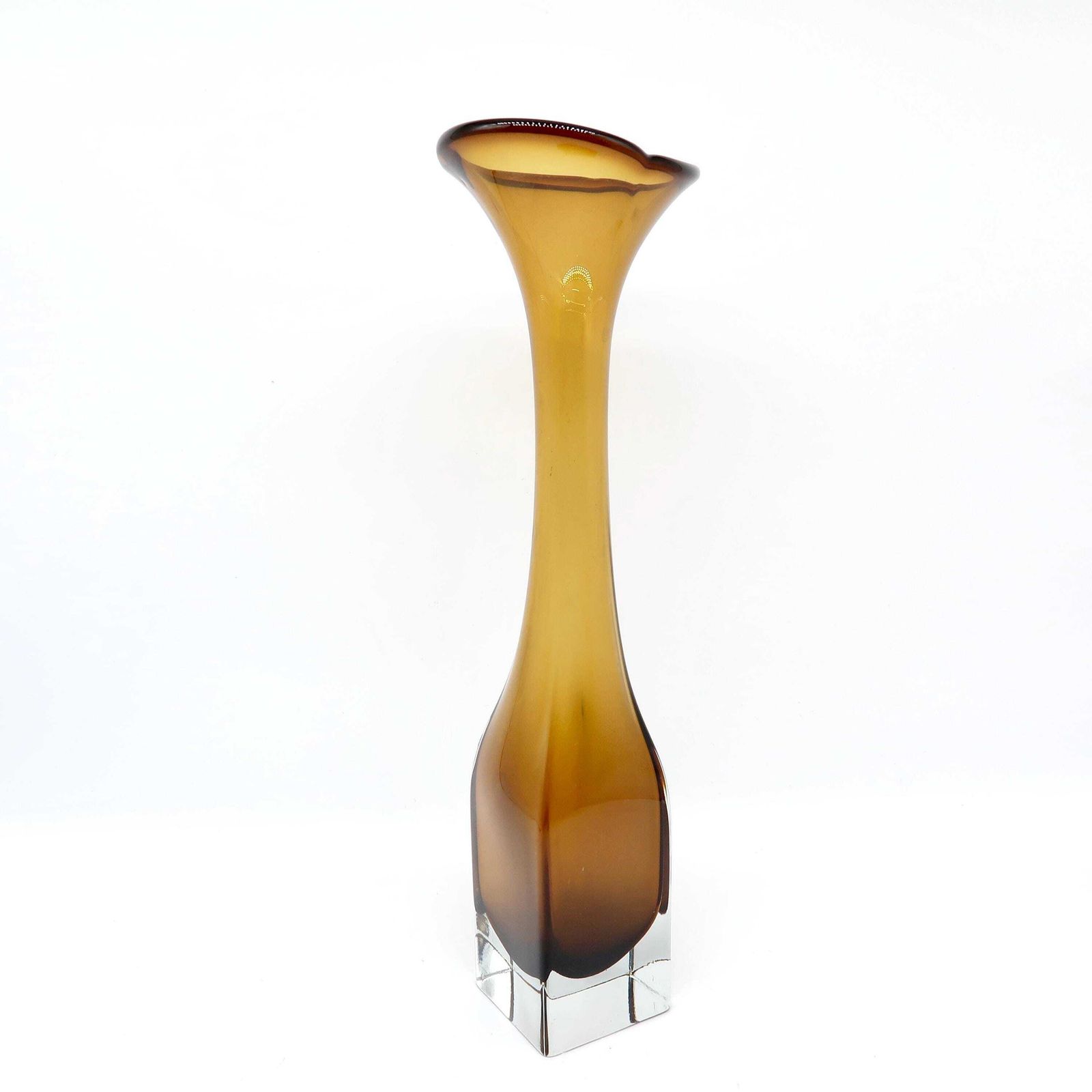 Scandinavian Art Glass Amber Vase – Bo Borgström For åseda, Sweden, 1960s photo 139.0