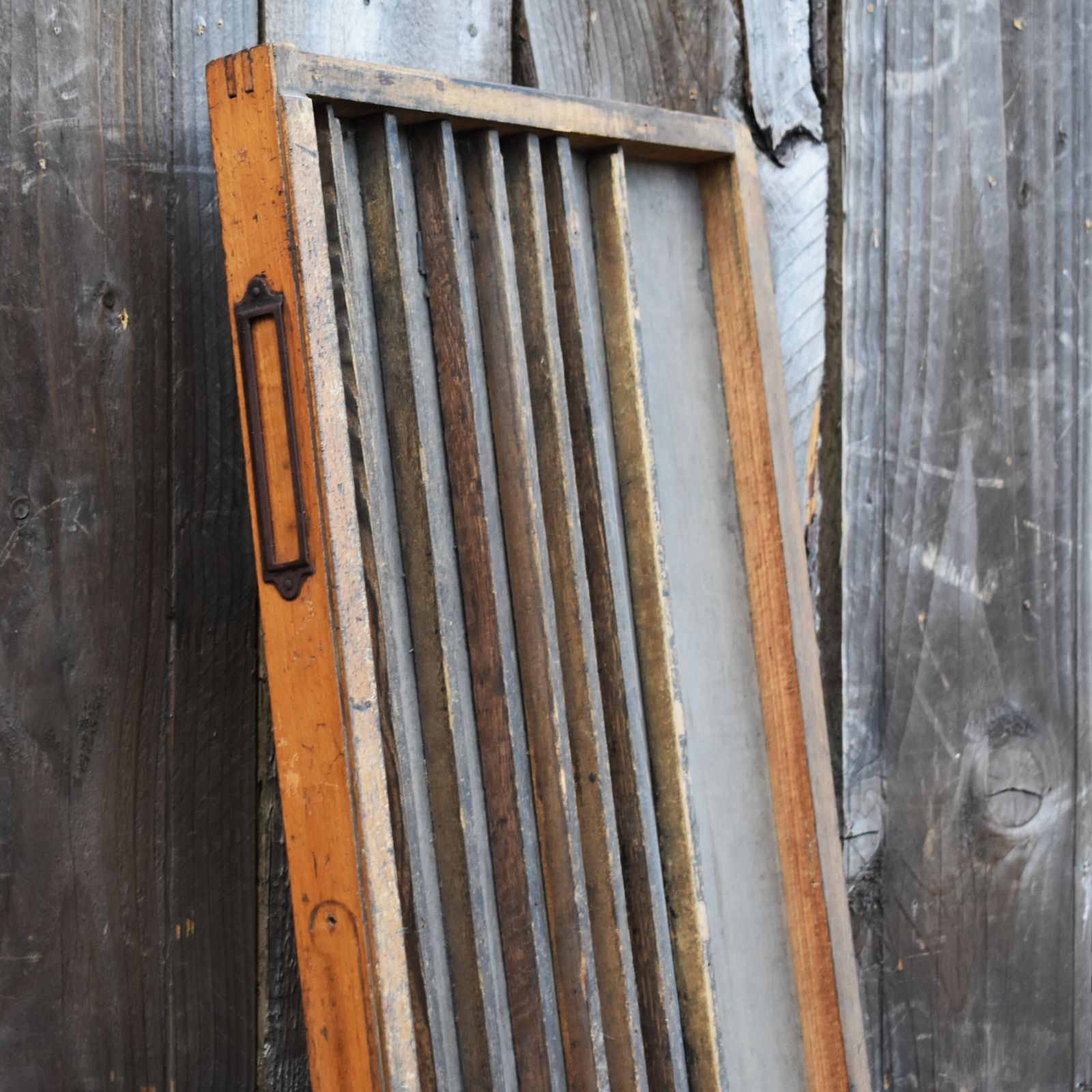 Antique Rare Slatted Letterpress Printers Drawer Tray Adjustable Wall Display photo buy