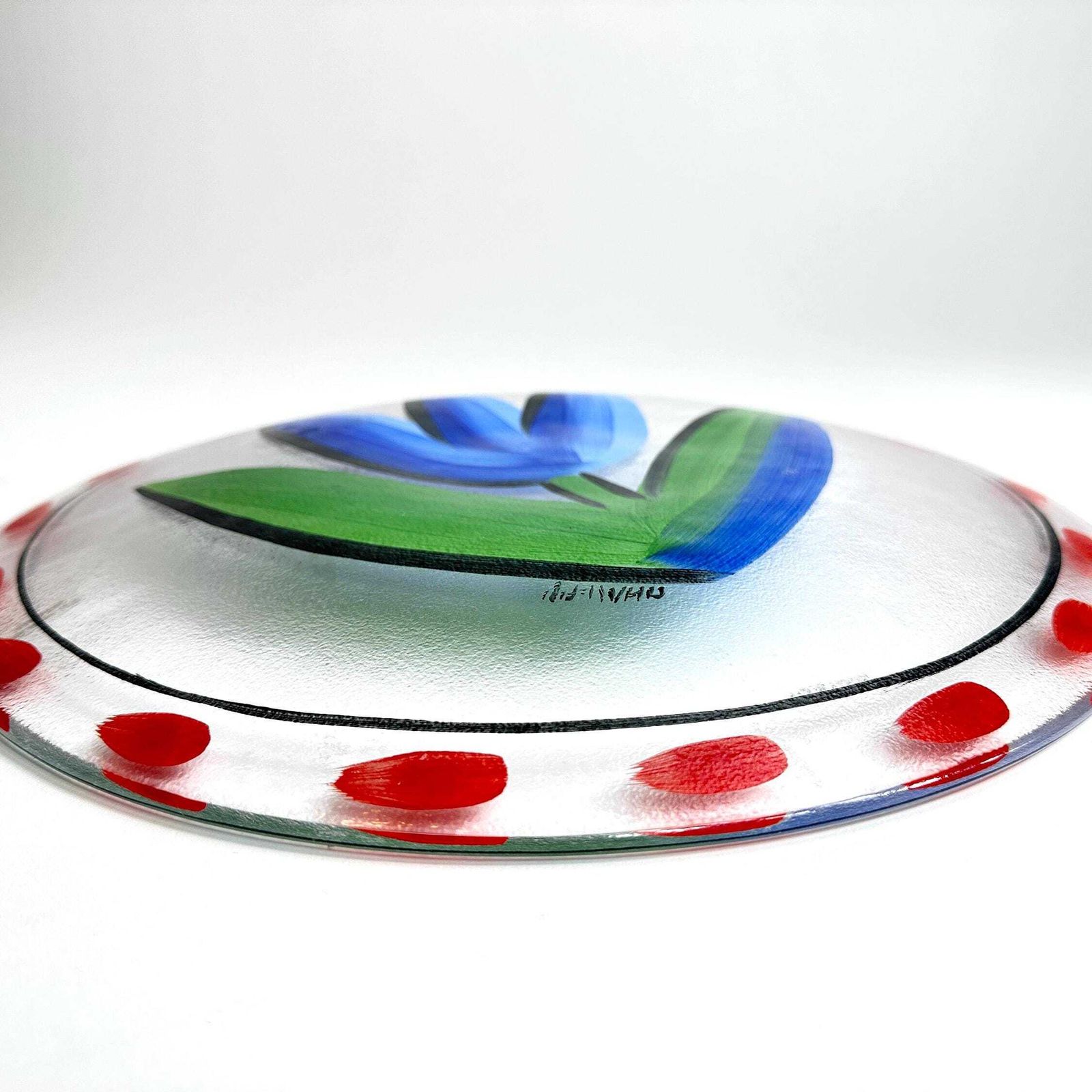 Kosta Boda Glass Plate: Ulrica Hydman Vallien Blue Tulip Charger photo buy