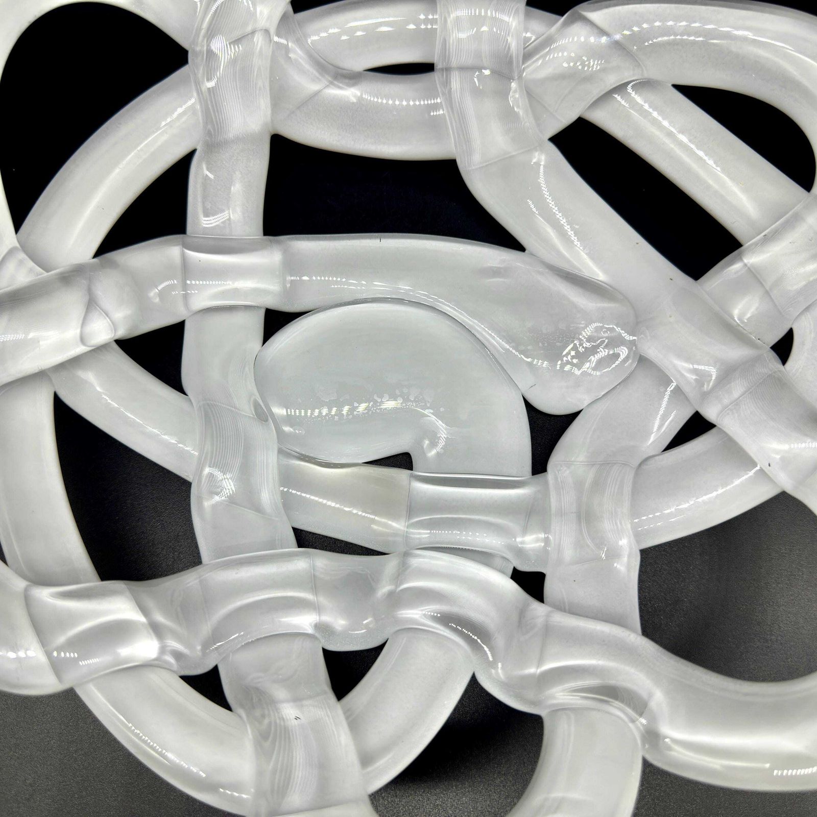 Kosta Boda White Glass Basket Bowl – Anna Ehrner Art Glass Centrepiece, Sweden photo 150.0