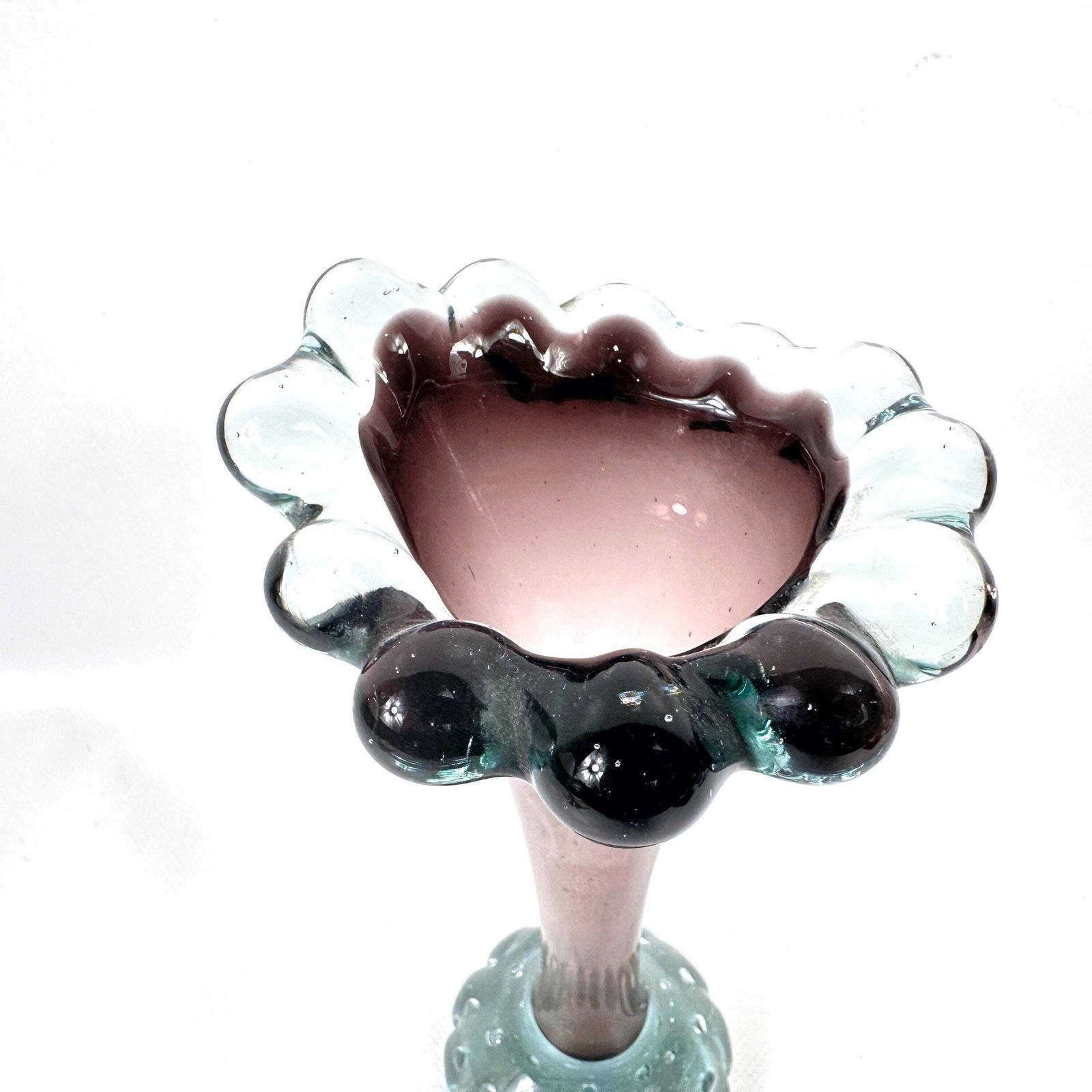 1960s åseda Glassworks Vase – Swedish Art Glass In Lilac And Aqua Bubble Rim Design photo vinterior