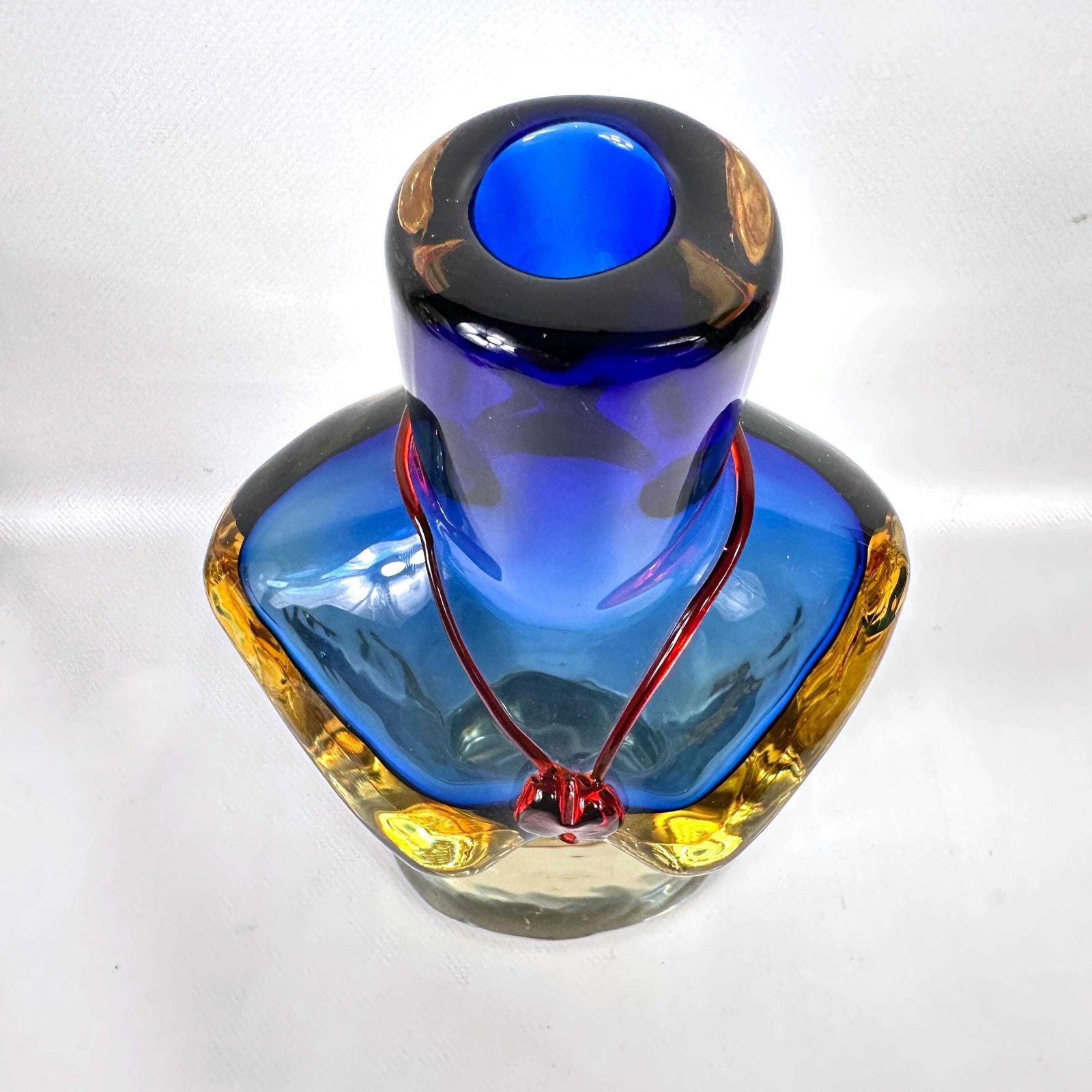 Scandinavian Art Glass Torso Vase – Hand Blown Glass With Red Heart Necklace, 1980s photo for sale