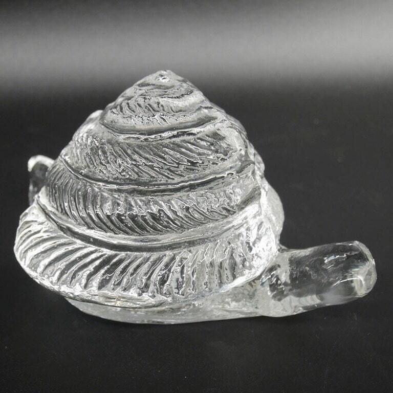Pukeberg Snail Glass Sculpture By Uno Westerberg – Signed Vintage Swedish Paperweight Figurine photo vintage