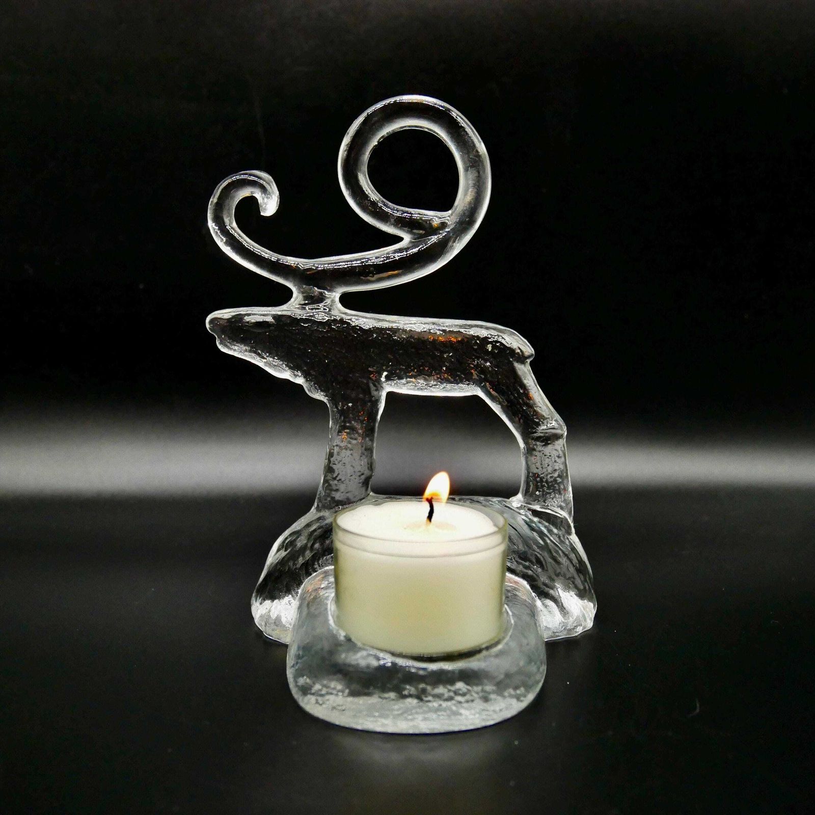 Vintage Kosta Boda Glass Reindeer Candle Holder – Bertil Vallien Design photo buy
