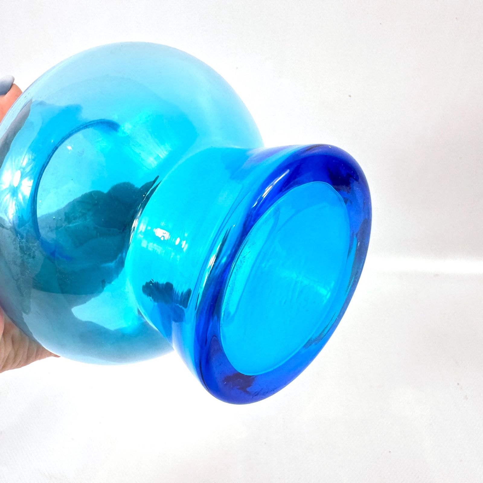 Bo Borgström For åseda – Mid Century Blue Art Glass Vase, Swedish Modern Design, 1960s photo vinterior
