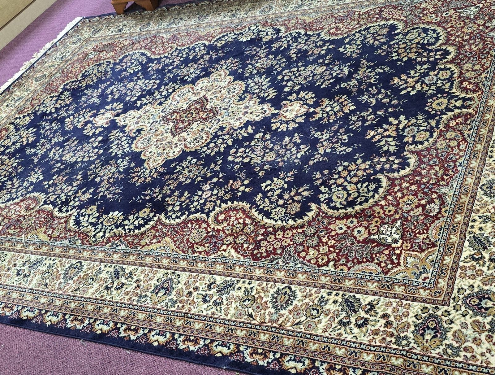 Large Wool Rug All Over Floral Design   255cm X 348cm photo 595.0