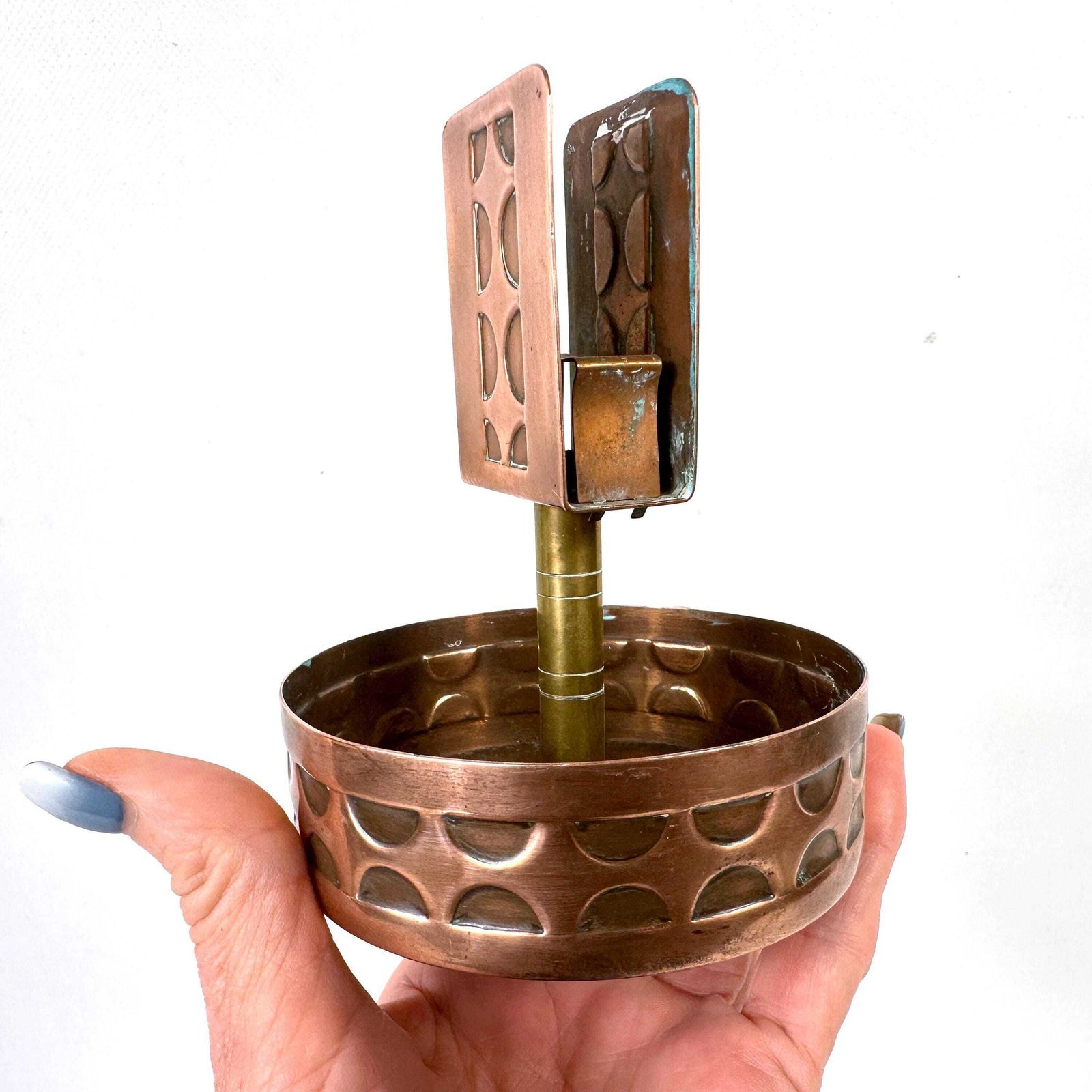 Arts And Crafts Copper Smoking Set – Handcrafted Scandinavian Design, 1920s–1930s photo vintage