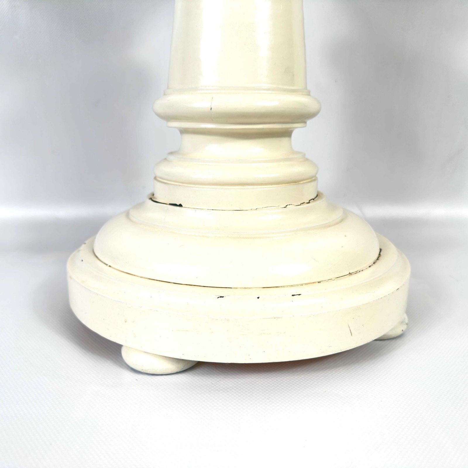 Antique Wood Pedestal Plinth – Cream Painted Display Stand, C.1900 photo Home Decor