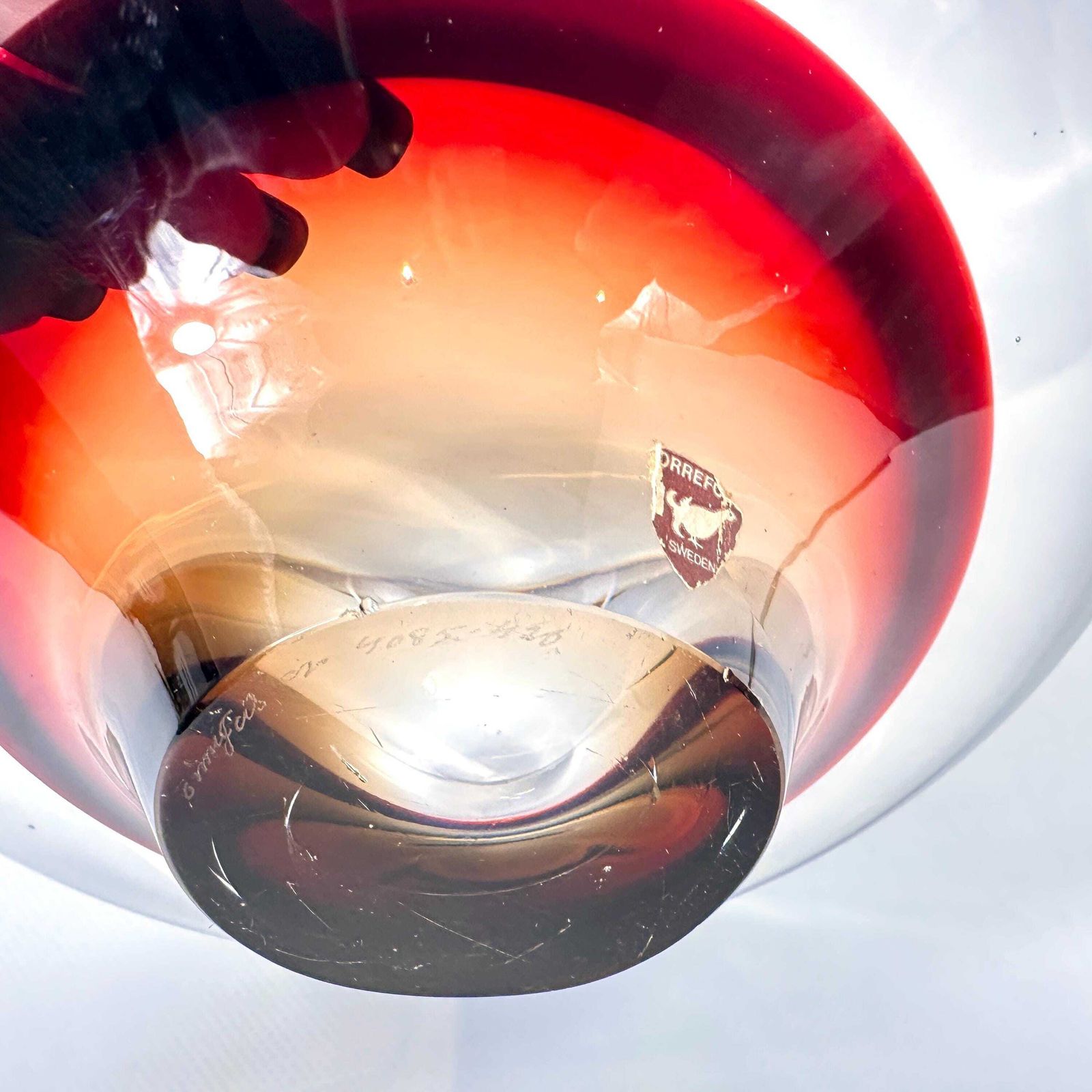 Scandinavian Art Glass Bowl By Sven Palmqvist, 1950s Orrefors Swedish Design photo buy