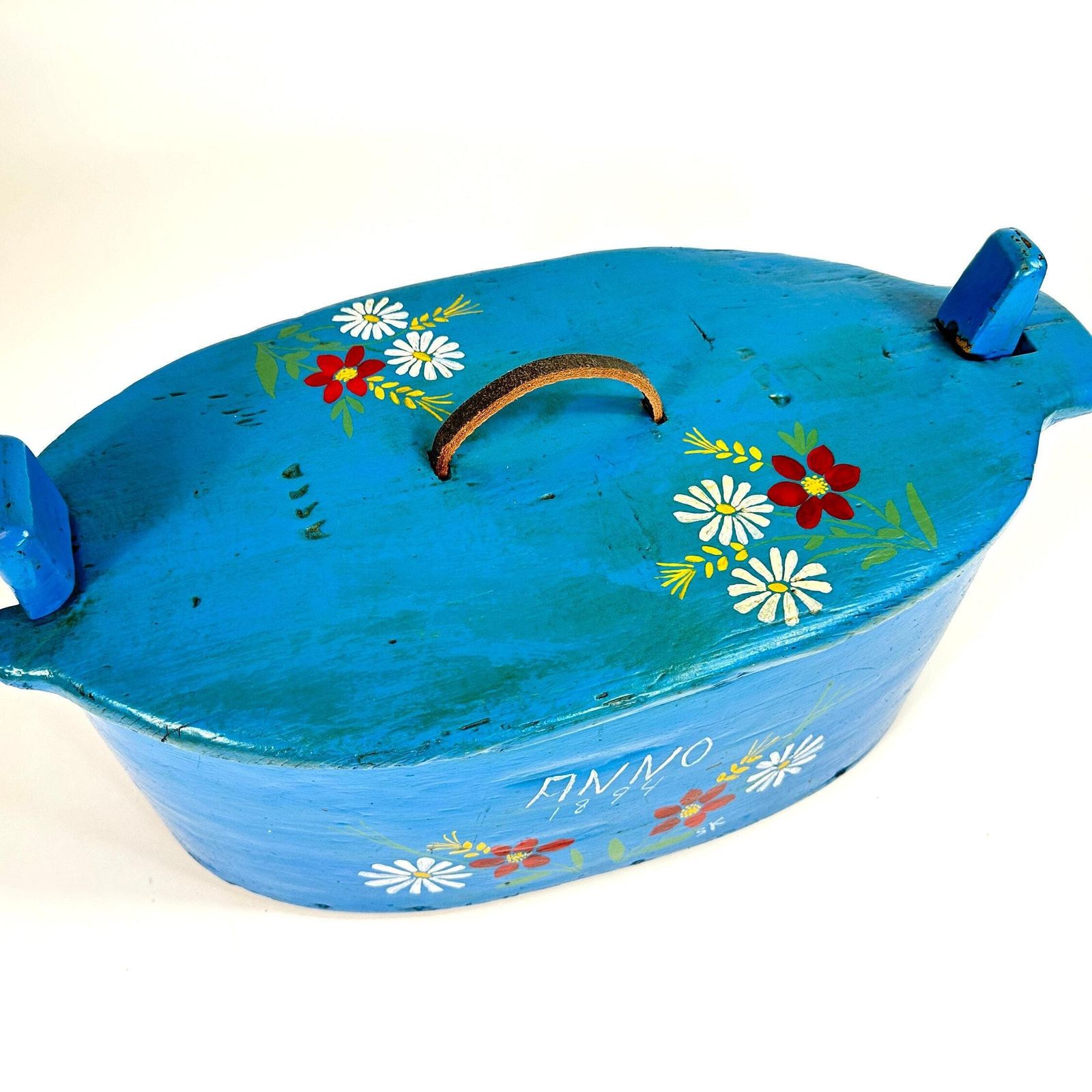Scandinavian Wood Storage Box, Brides Box, 1894 Folk Art photo furniture