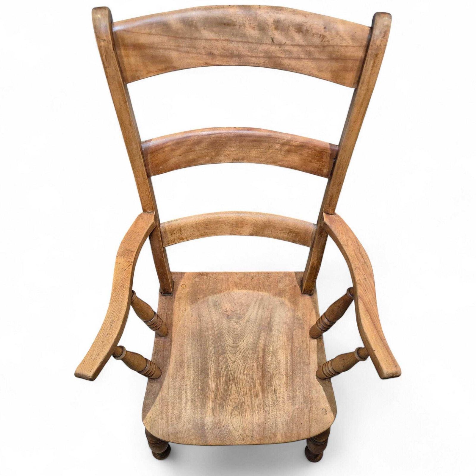 photo vinterior Antique 19th Century Elm Ladder Back Armchair – Country Farmhouse Style