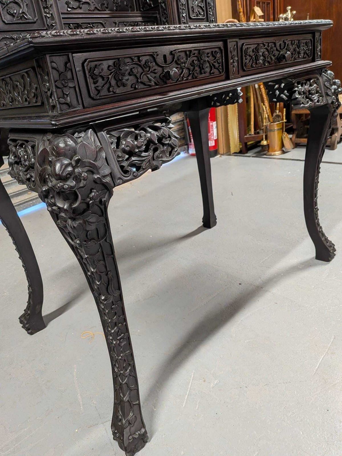 Rare Victorian 1880 Antique Carved Hongmu Desk photo furniture