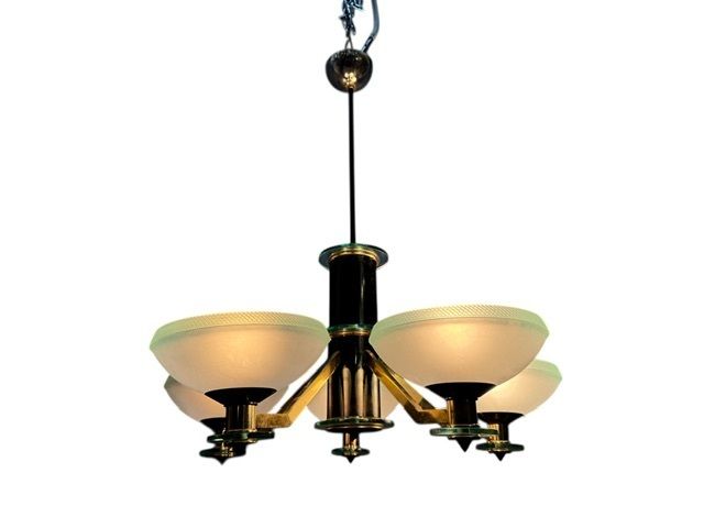 Large Art Deco Murano Glass Chandelier 1960’s photo Lighting