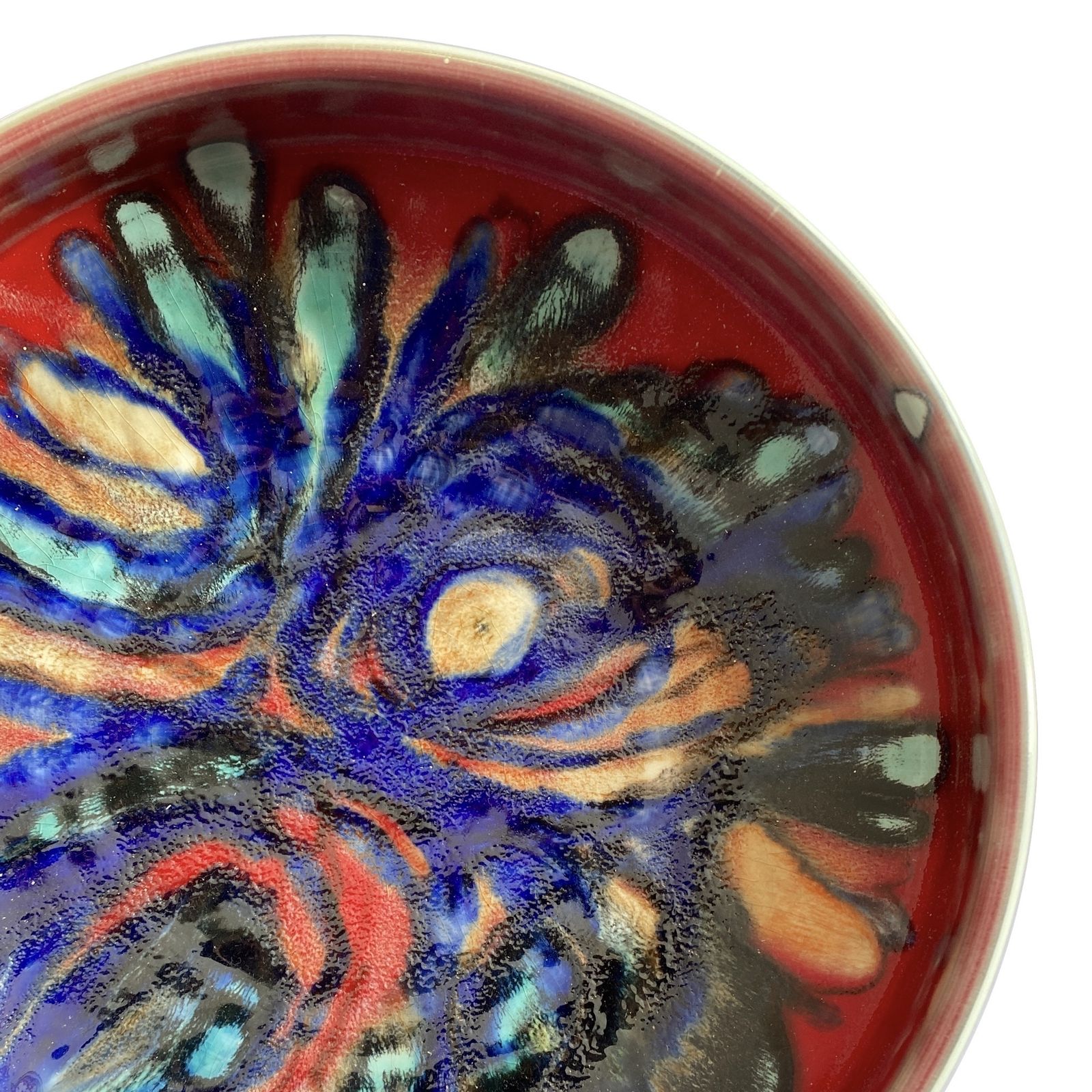 Large 11" Poole Pottery Bowl In Multicoloured Delphis Glaze  1960s English Pottery photo 79.99