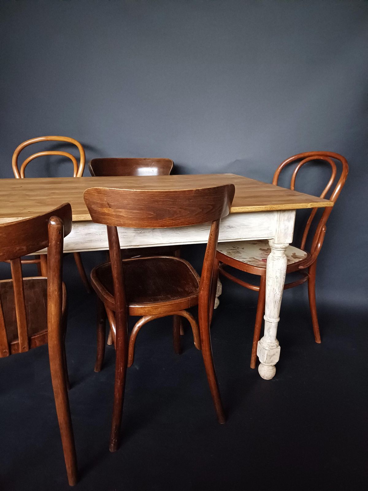 photo for sale 19th Century French Pine Wood Farm Table With A Painted Base