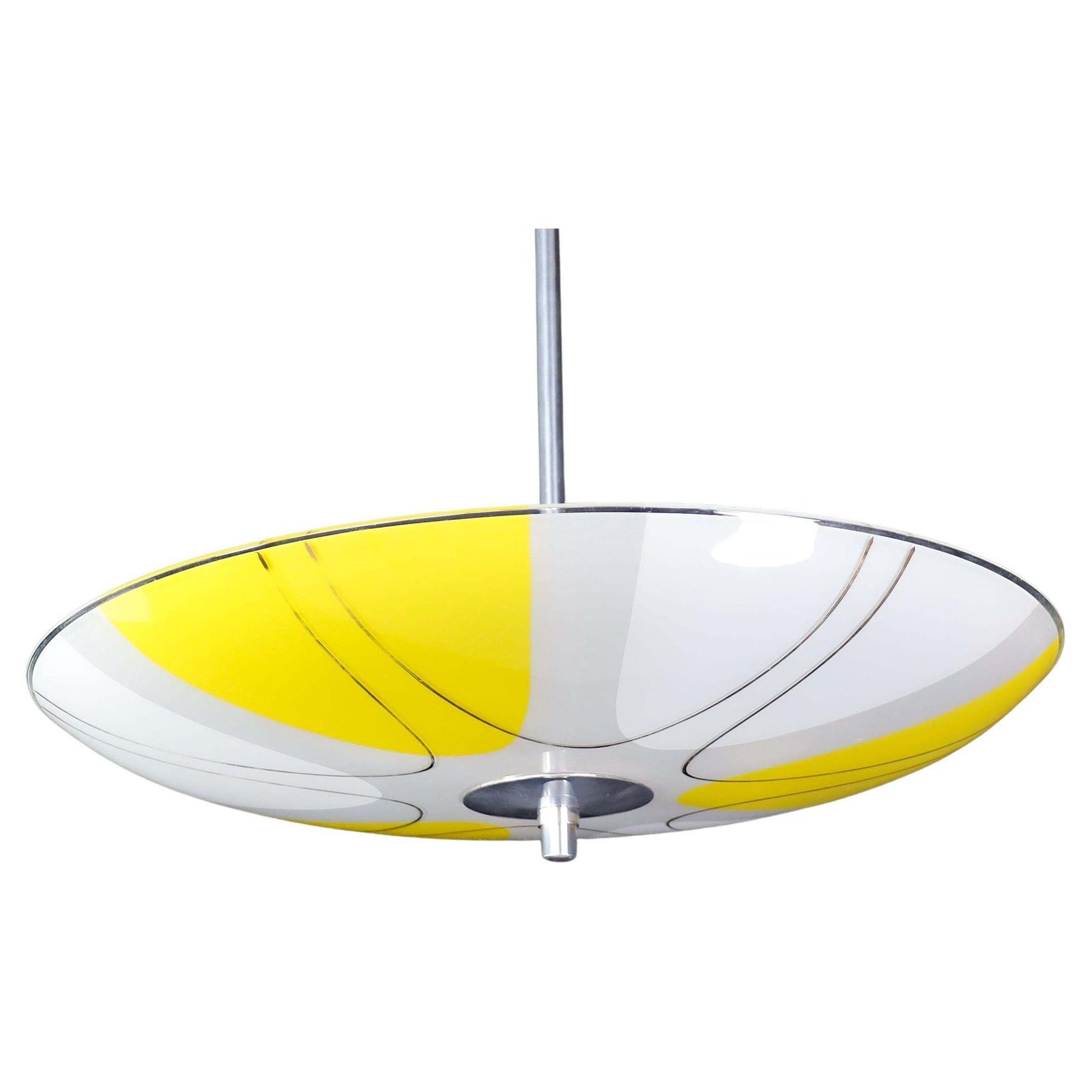 Mid Century Glass Hanging Pendant Lamp Brussels World Expo 1958 " Yellow Space "