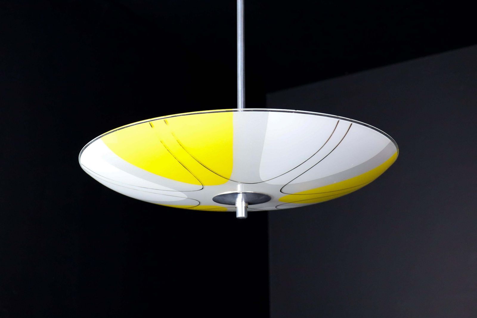 Mid Century Glass Hanging Pendant Lamp Brussels World Expo 1958 " Yellow Space " photo 912.0