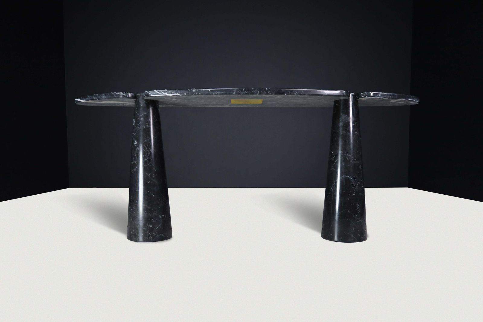 Angelo Mangiarotti For Skipper Black Marquina Marble "Eros" Console, Italy 1970s photo vintage