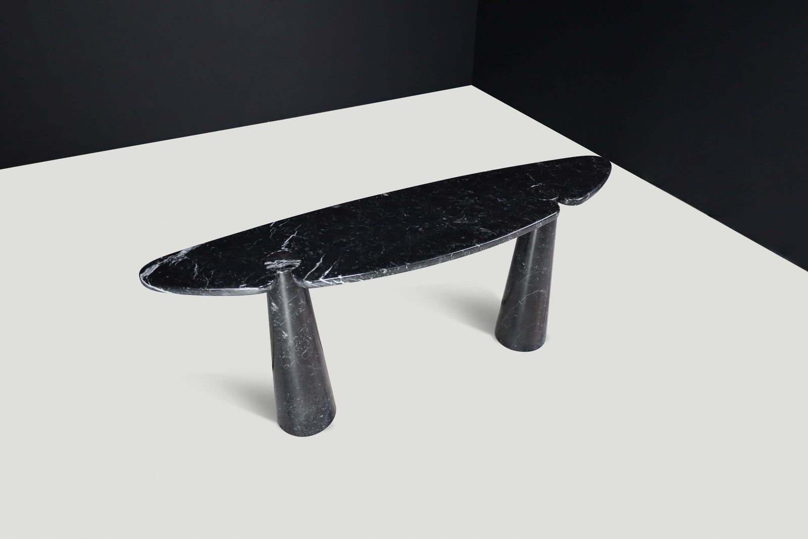 photo furniture Angelo Mangiarotti For Skipper Black Marquina Marble "Eros" Console, Italy 1970s