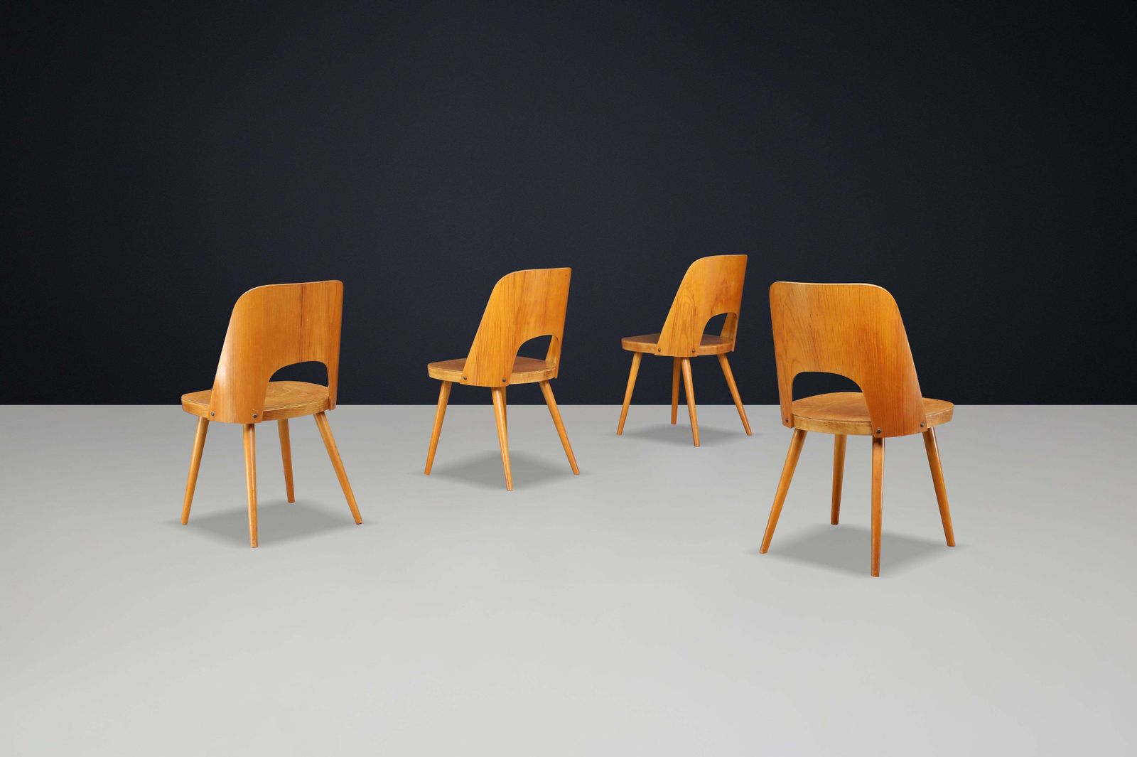 Set Of 4 Dining Chairs By Oswald Haerdtl For Thonet / Ton, 1950s Czechoslovakia photo Furniture