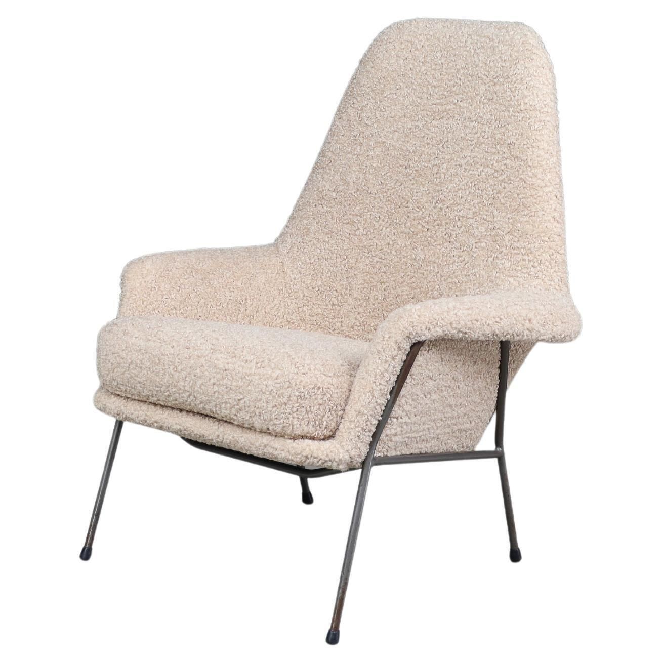 Mid Century High Back Lounge Gentleman Chair In Teddy Upholstery The Netherlands