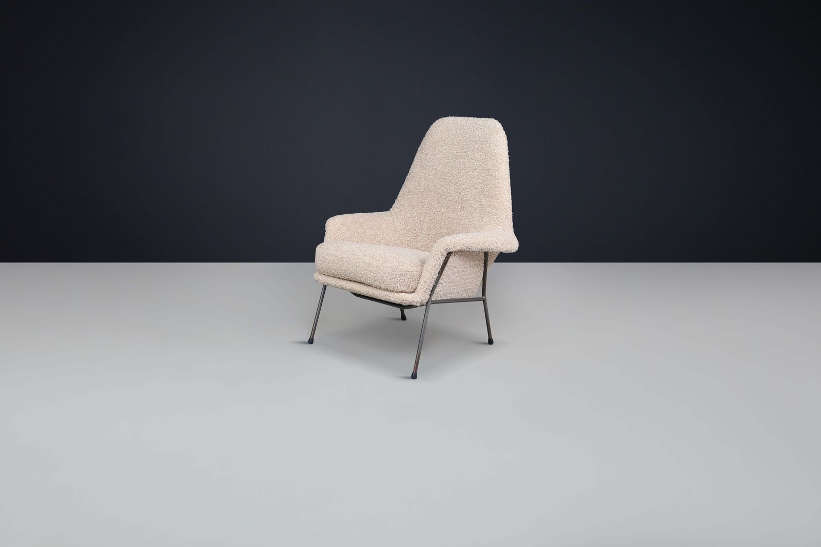 Mid Century High Back Lounge Gentleman Chair In Teddy Upholstery The Netherlands photo furniture