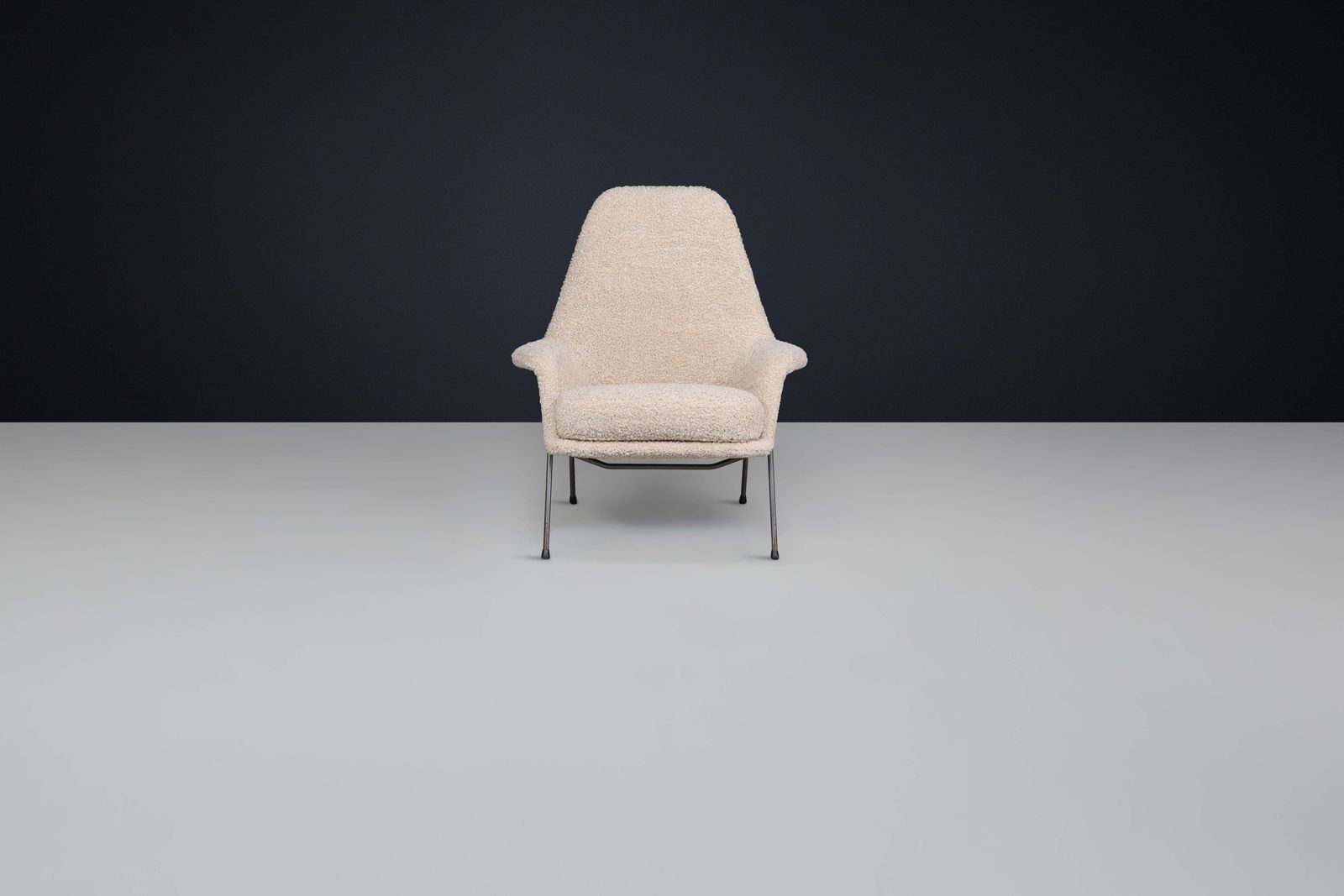 Mid Century High Back Lounge Gentleman Chair In Teddy Upholstery The Netherlands photo 4809.0