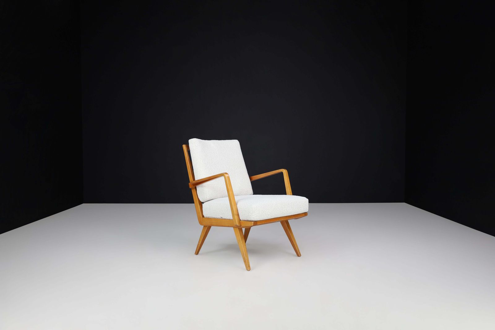 Walter Knoll "Antimott" Lounge Chair With Bouclé Cushions Germany, 1950s photo for sale