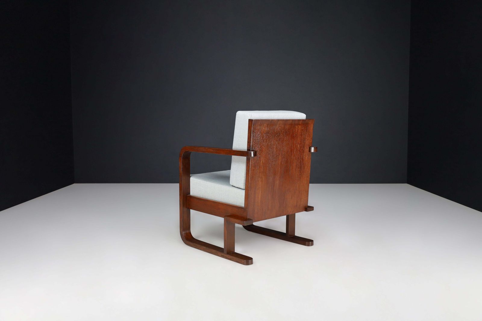 Furniture Art Deco Armchairs In Oak Bentwood And New Upholstery, Austria 1930 photo
