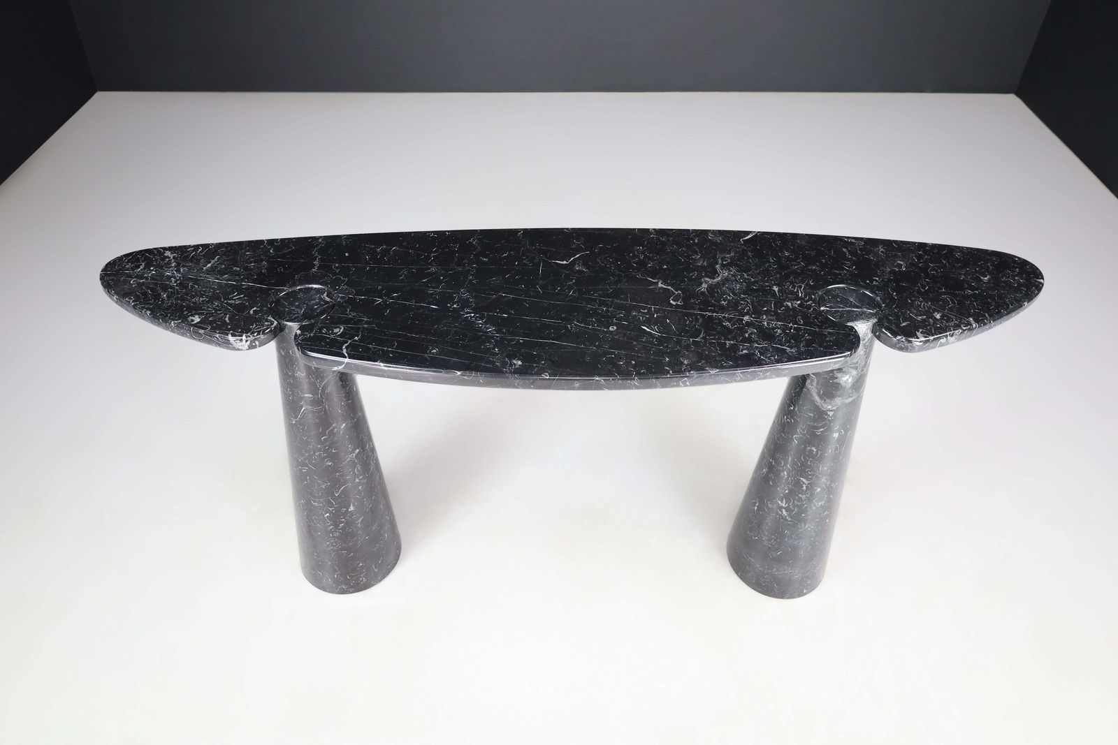 photo buy Angelo Mangiarotti For Skipper Black Marquina Marble "Eros" Console, Italy 1970s