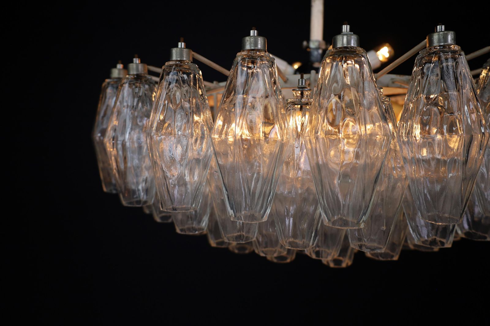 Midcentury Carlo Scarpa Poliedri Chandelier For Venini, Murano, Italy, 1960s photo for sale
