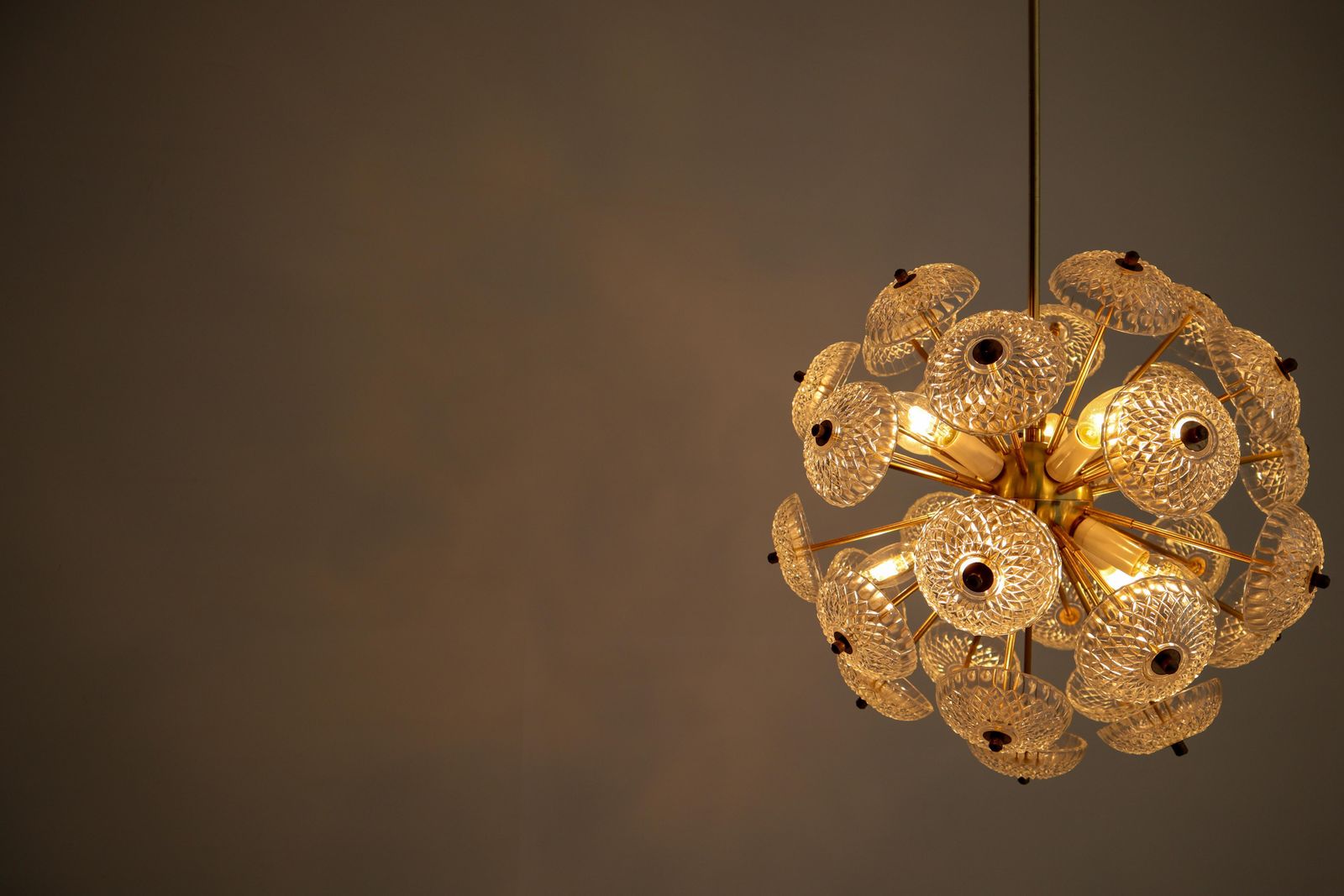 Large Set Midcentury Brass Floral Chandeliers In The Style Of Emil Stejnar photo Lighting