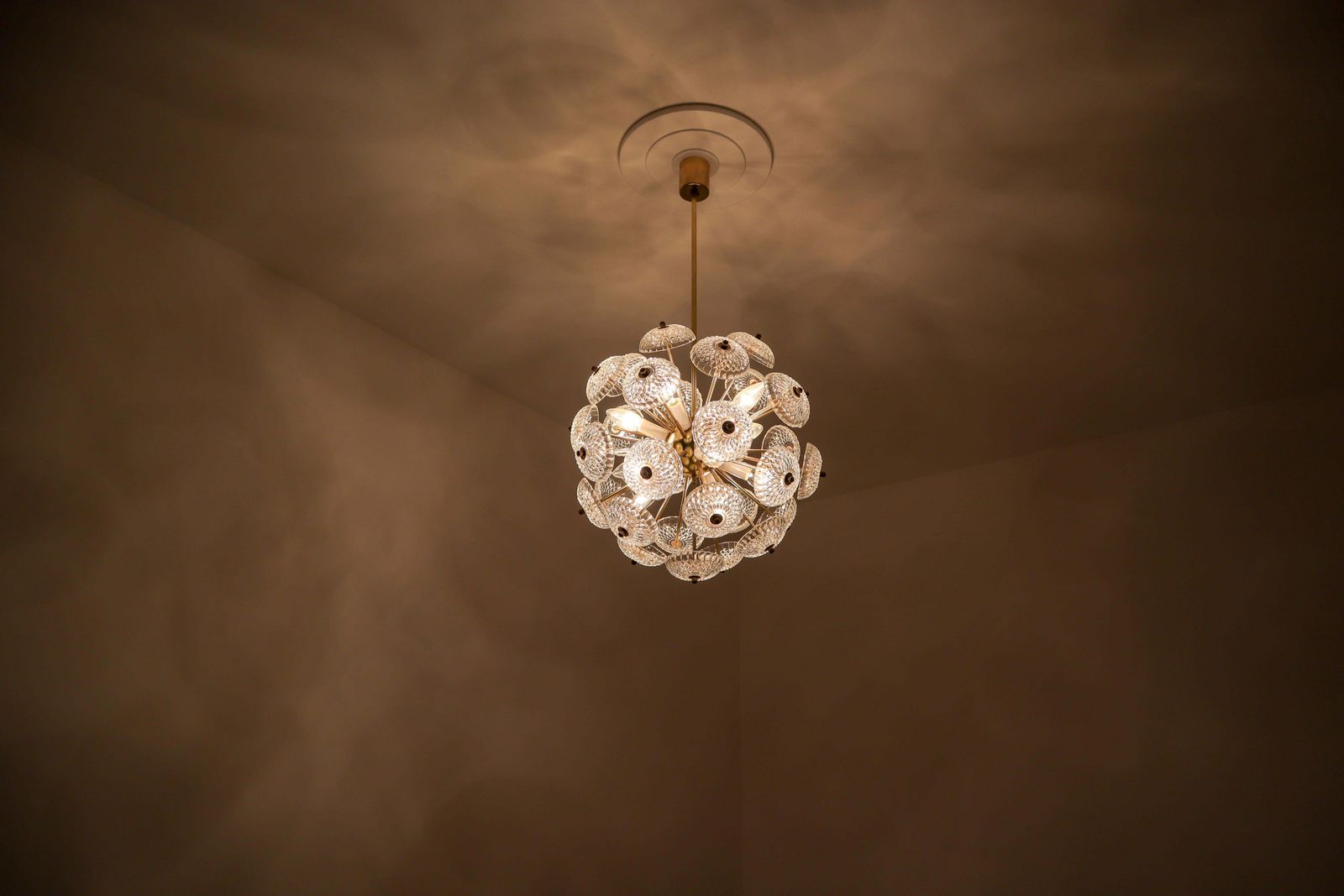 Large Set Midcentury Brass Floral Chandeliers In The Style Of Emil Stejnar photo 2056.0