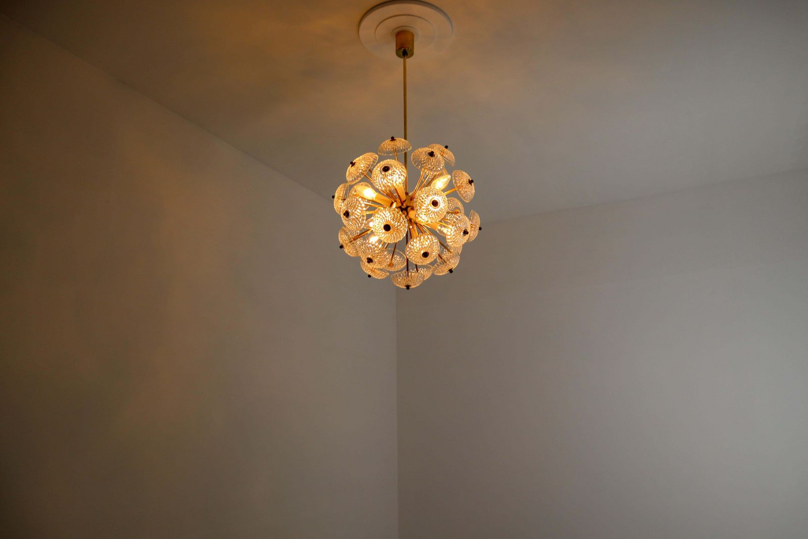 Large Set Midcentury Brass Floral Chandeliers In The Style Of Emil Stejnar photo buy