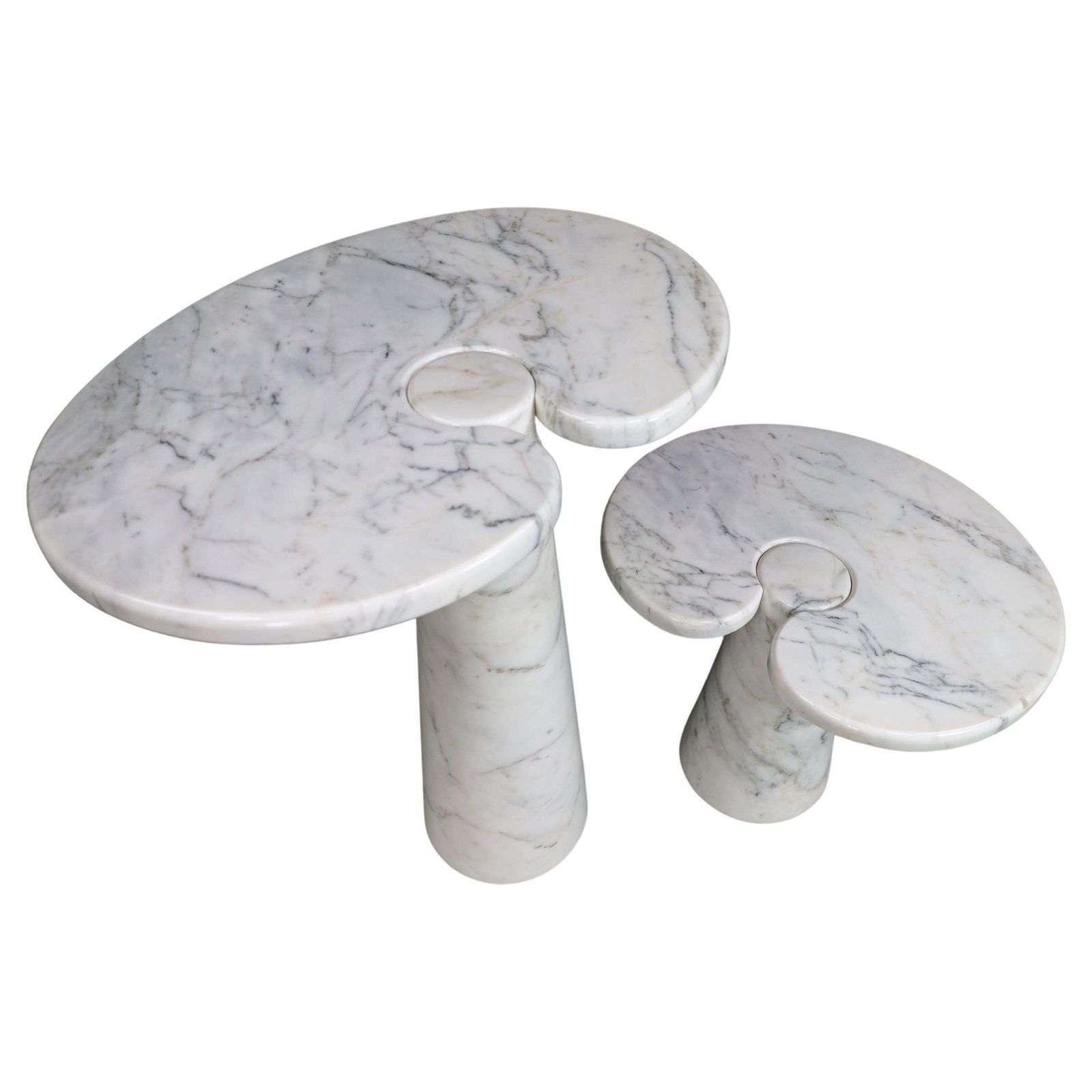 White Carrara Marble Console Tables Model ''Eros'' By Angelo Mangiarotti Italy