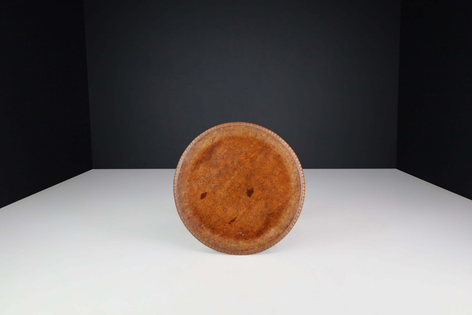 Italian Neoclassical Round Walnut Center Table With Carved Figural Legs, 1920s photo buy