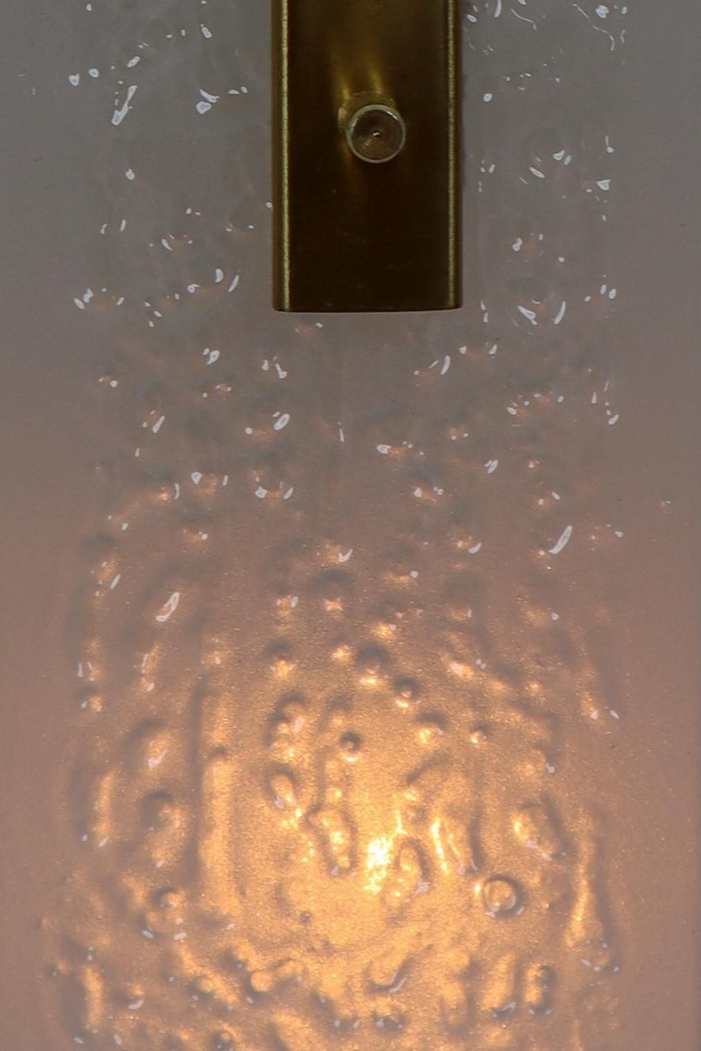 Lighting 1 Of 8 Midcentury Wall Lights With Structured Glass And Brass, Europe, 1970s photo