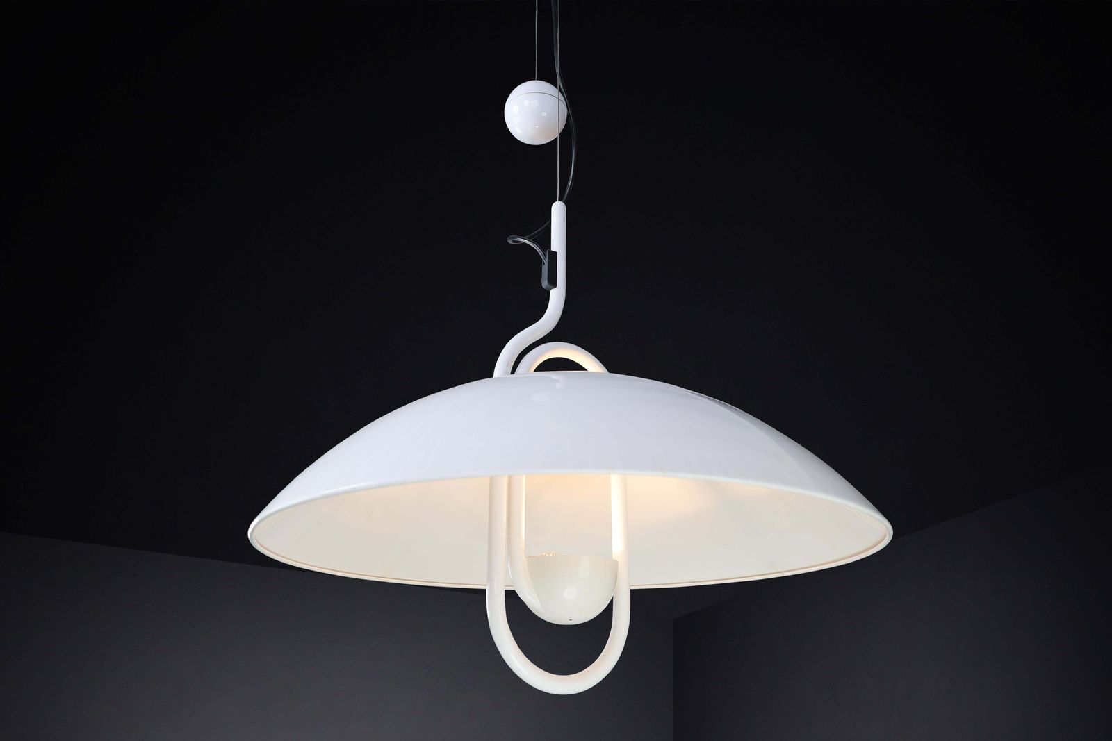 Modern Elio Martinelli For Martinelli Luce Moon Dome Metal Pendant Lamp 1980 photo for sale