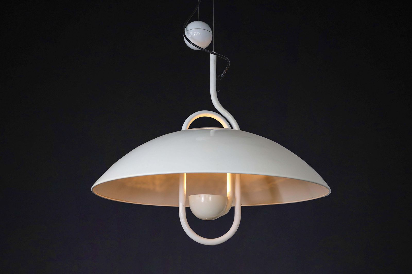 photo buy Modern Elio Martinelli For Martinelli Luce Moon Dome Metal Pendant Lamp 1980