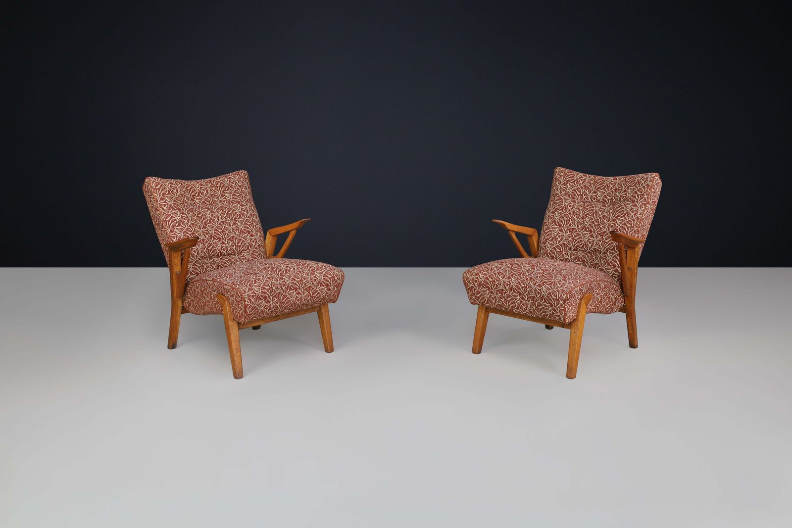 Art Deco Lounge Chairs In Oak And Original Upholstery By Antonin Kybal, Cz 1930s photo furniture