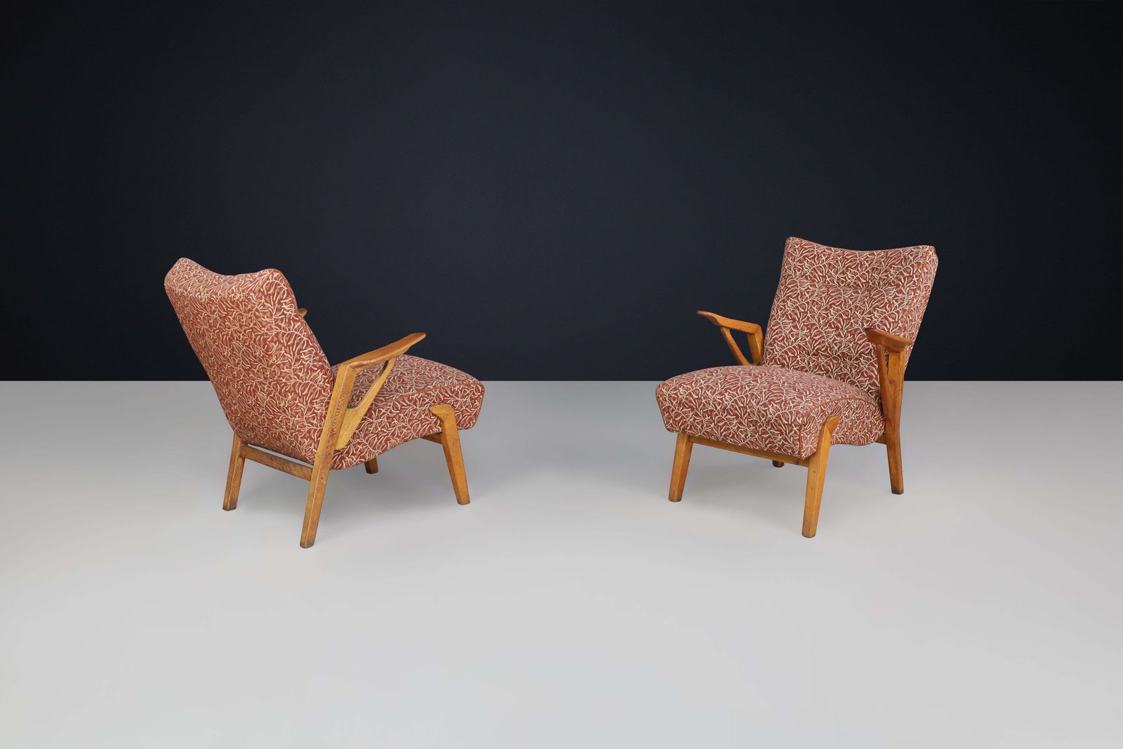 photo furniture Art Deco Lounge Chairs In Oak And Original Upholstery By Antonin Kybal, Cz 1930s