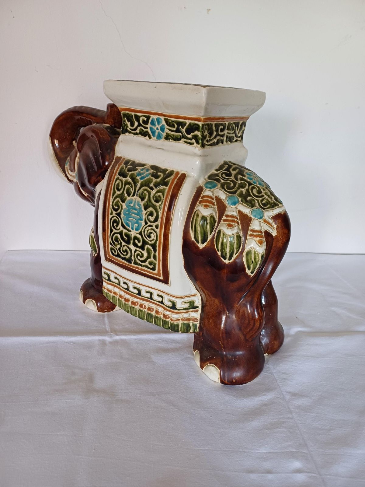 Large Ceramic Elephant Garden Stool Or Plant Stand, 1960s photo for sale